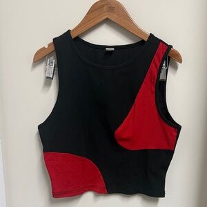 Black and Red Women's Ribbed Crop Top